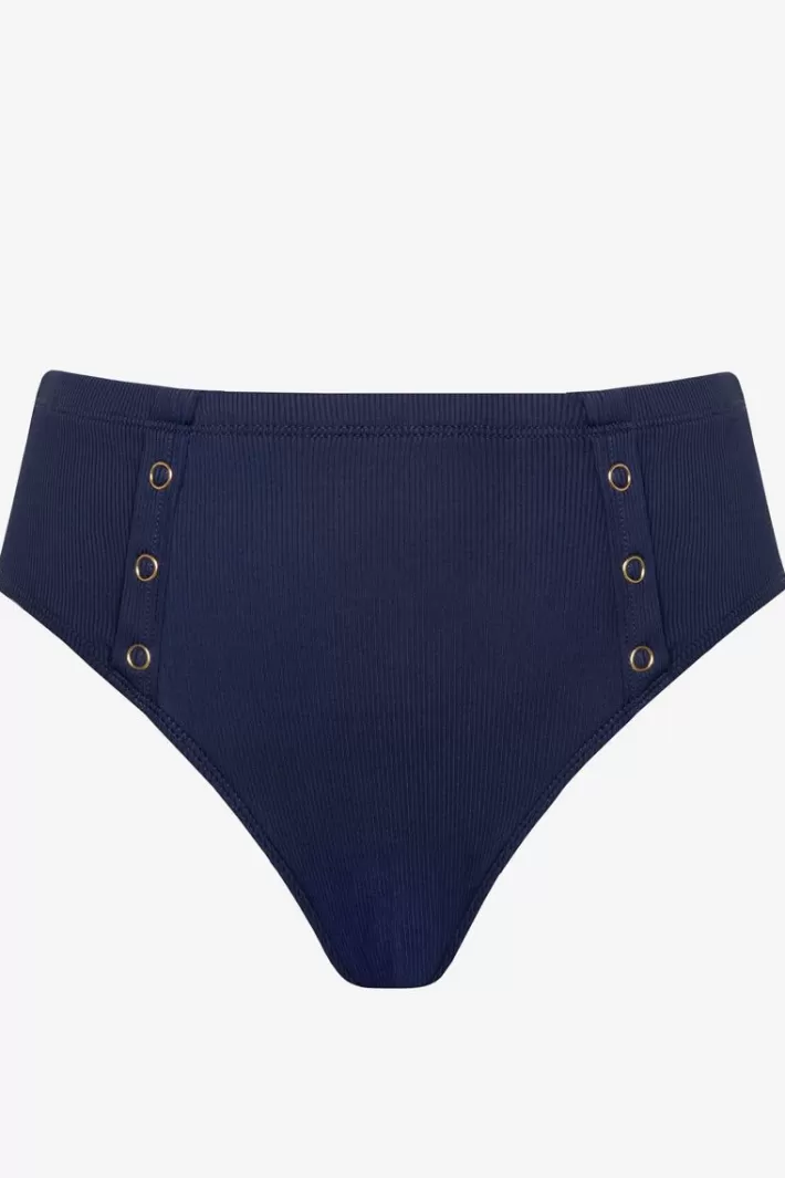 Discount Robin Piccone Amy High Waist Bikini Bottom Navy