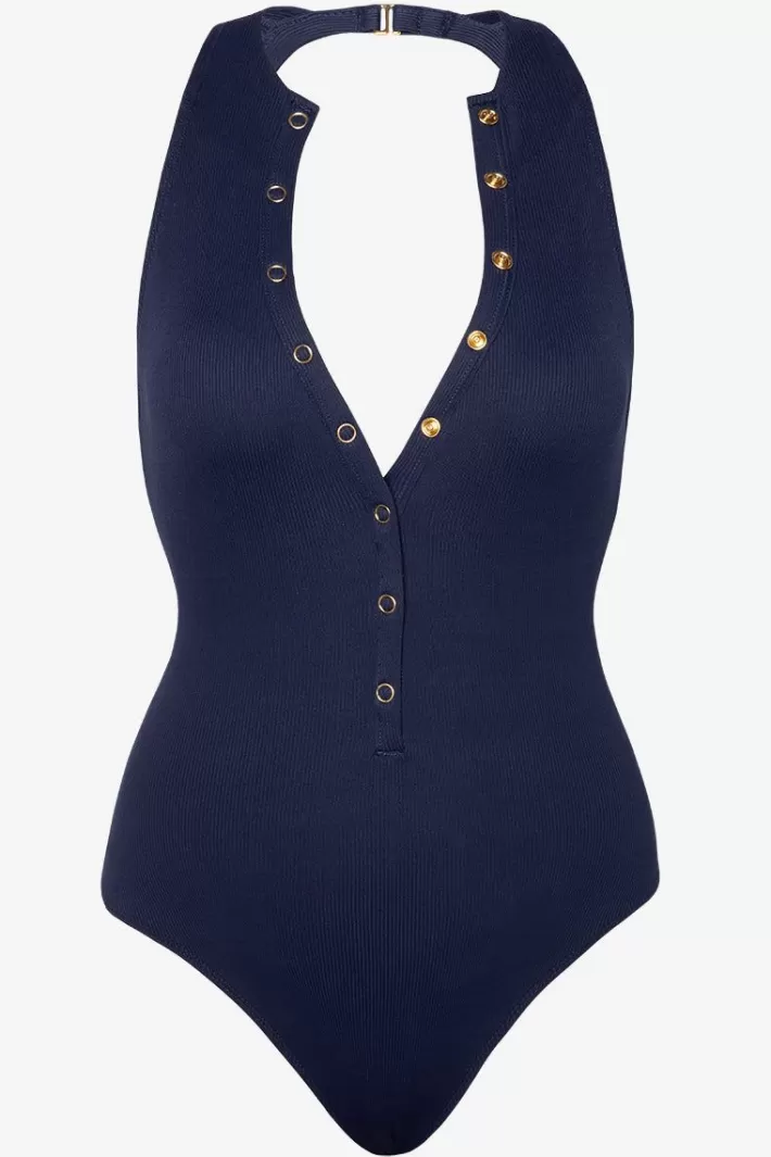 Online Robin Piccone Amy Raglan High Neck 1 Piece Navy