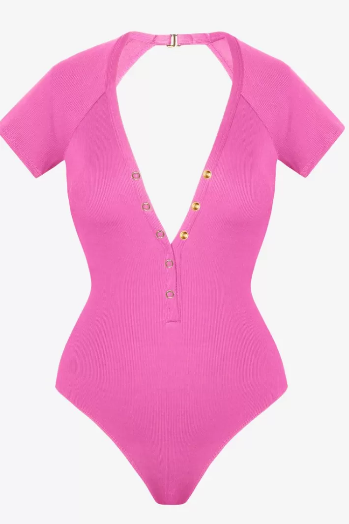 Sale Robin Piccone Amy Raglan One Piece Rosy | Licorice | Navy