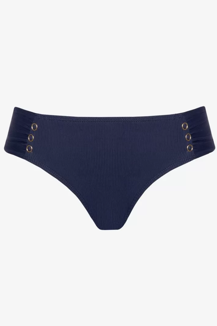 Discount Robin Piccone Amy Tab Side Bikini Bottom Navy