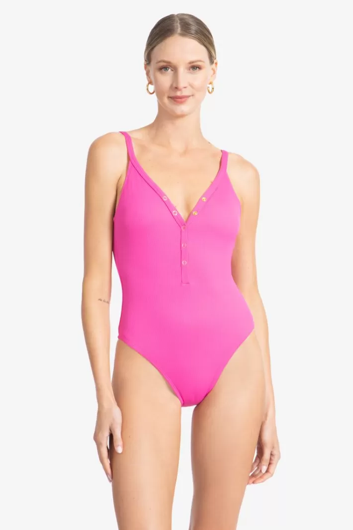 Hot Robin Piccone Amy V-Neck One Piece Rosy | Licorice | Navy