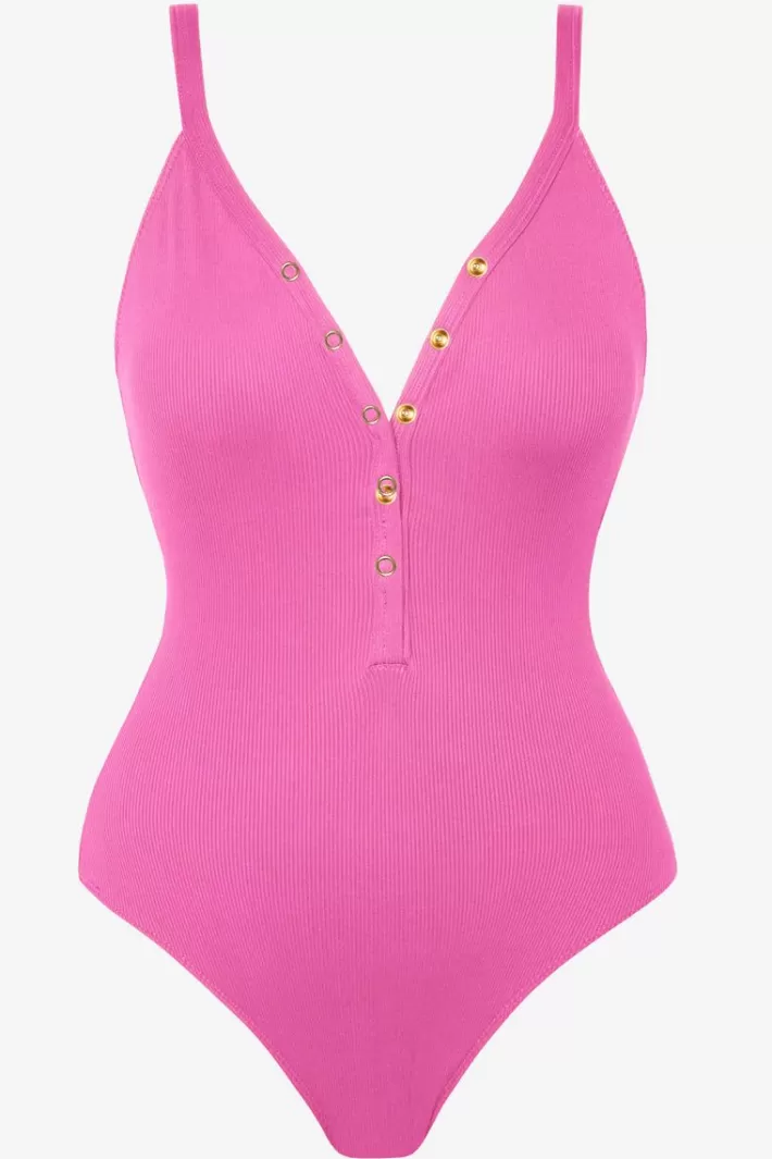 Hot Robin Piccone Amy V-Neck One Piece Rosy | Licorice | Navy