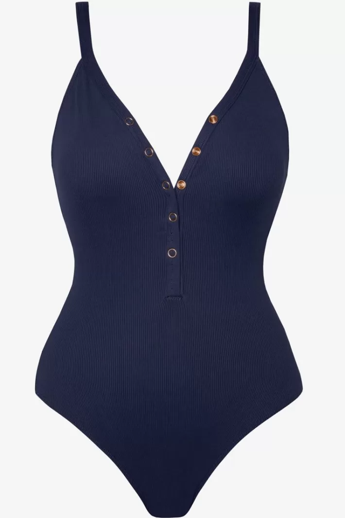 Store Robin Piccone Amy V-Neck One Piece Navy