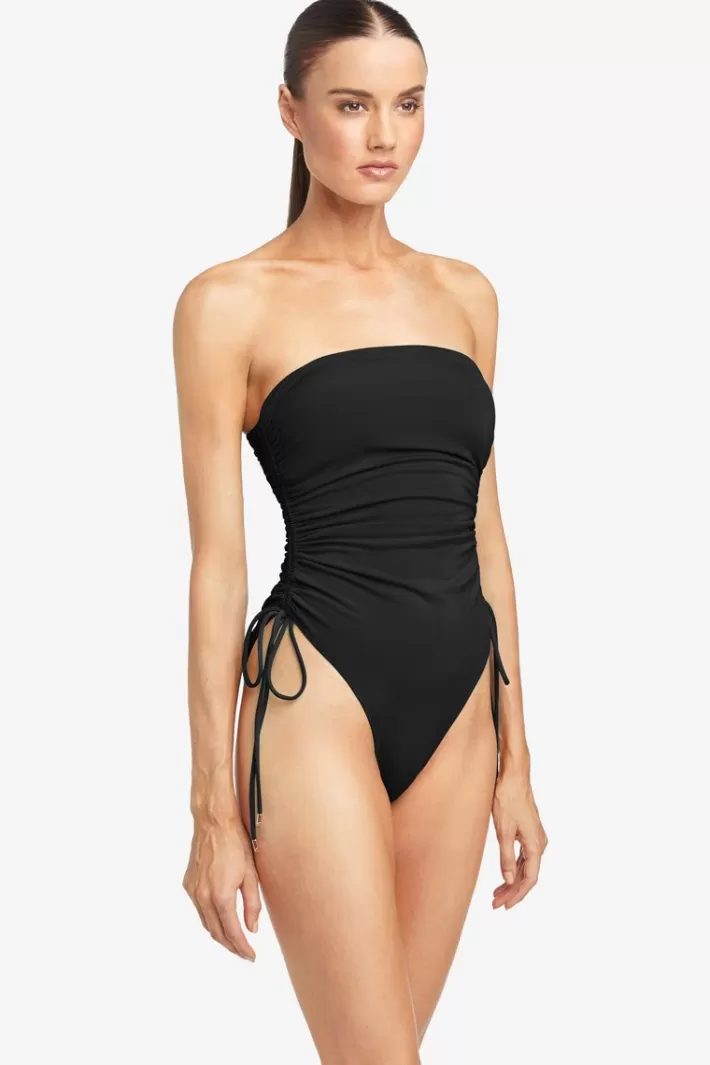 Sale Robin Piccone Aubrey Bandeau One Piece Bougainvillea | Black | Pacific | Plum