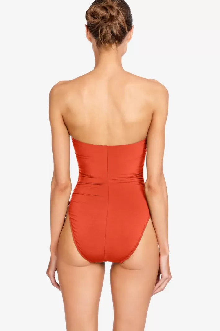 Sale Robin Piccone Aubrey Bandeau One Piece Persimmon | Poppy | Iceberg