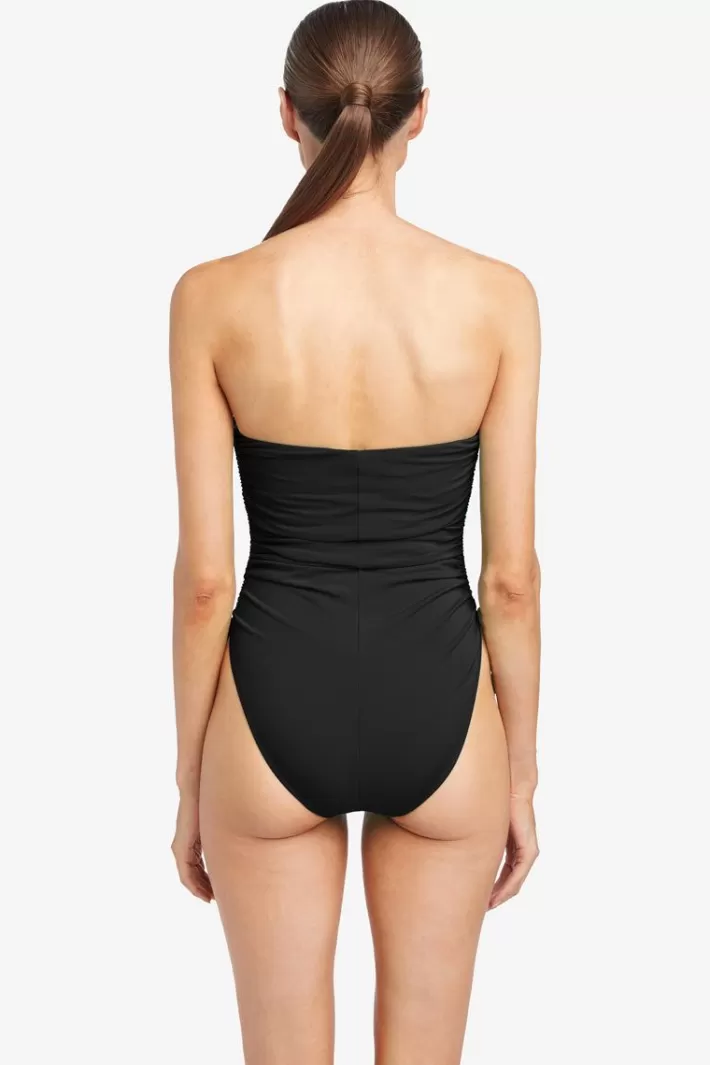 Sale Robin Piccone Aubrey Bandeau One Piece Bougainvillea | Black | Pacific | Plum