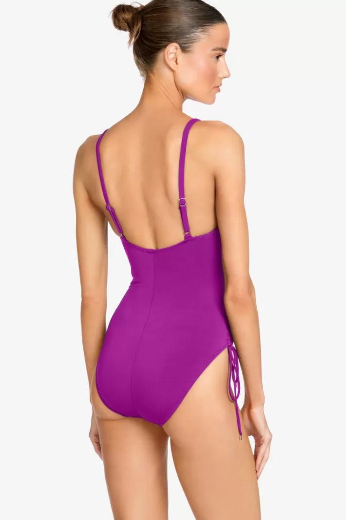 Discount Robin Piccone Aubrey One Piece Key Hole Bougainvillea | Black | Pacific | Plum