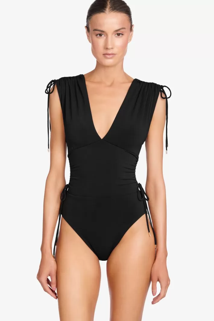 Discount Robin Piccone Aubrey V Plunge One Piece Black | Bougainvillea | Pacific | Plum