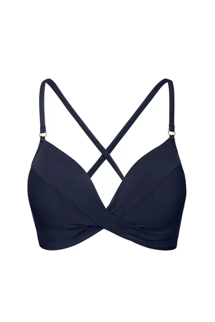 Outlet Robin Piccone Ava D-Cup Twist Bikini Top Black | Navy | Fiery Red