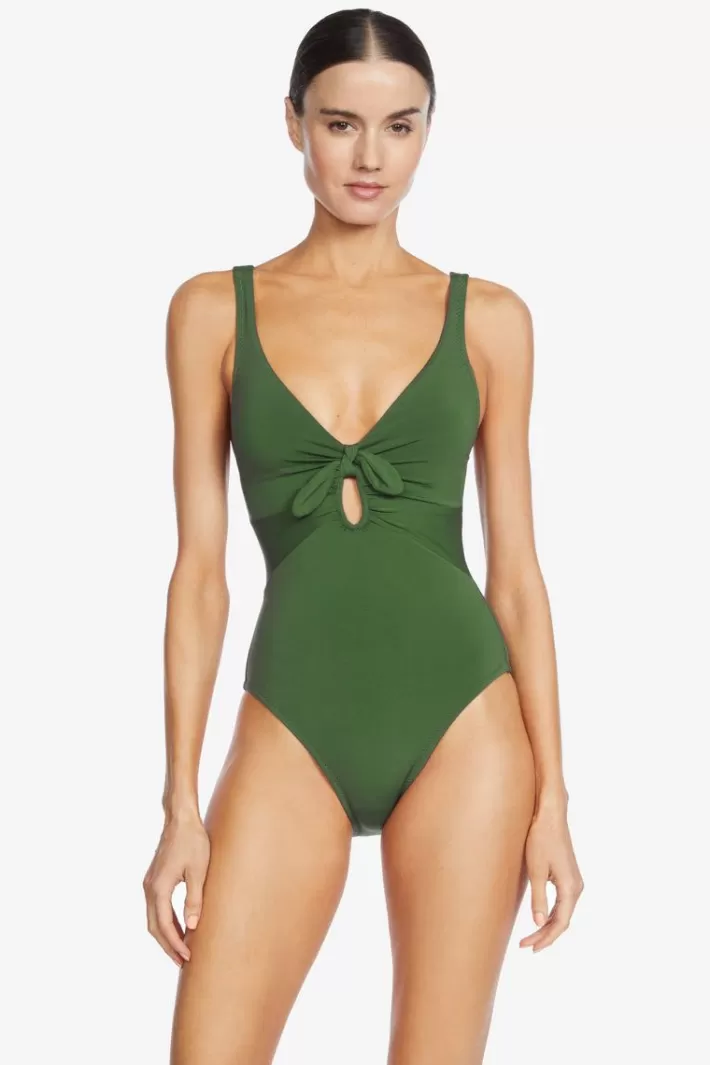 Sale Robin Piccone Ava Knot One Piece Sage