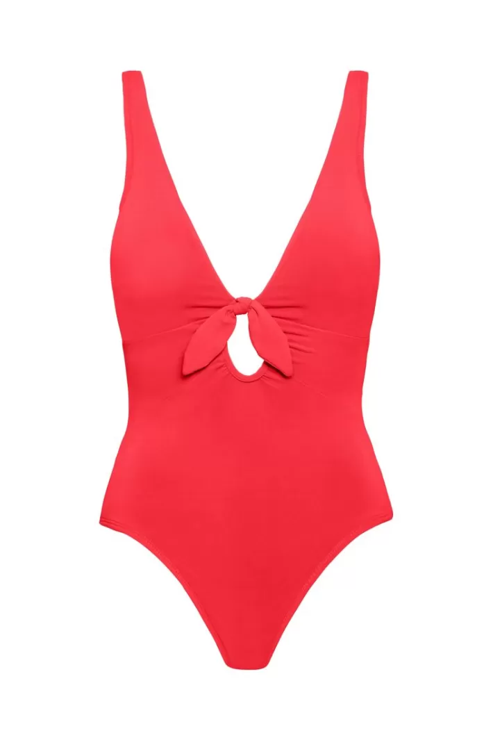 Clearance Robin Piccone Ava Knot One Piece Fiery Red | Black | White | Navy