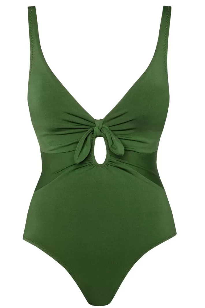 Sale Robin Piccone Ava Knot One Piece Sage