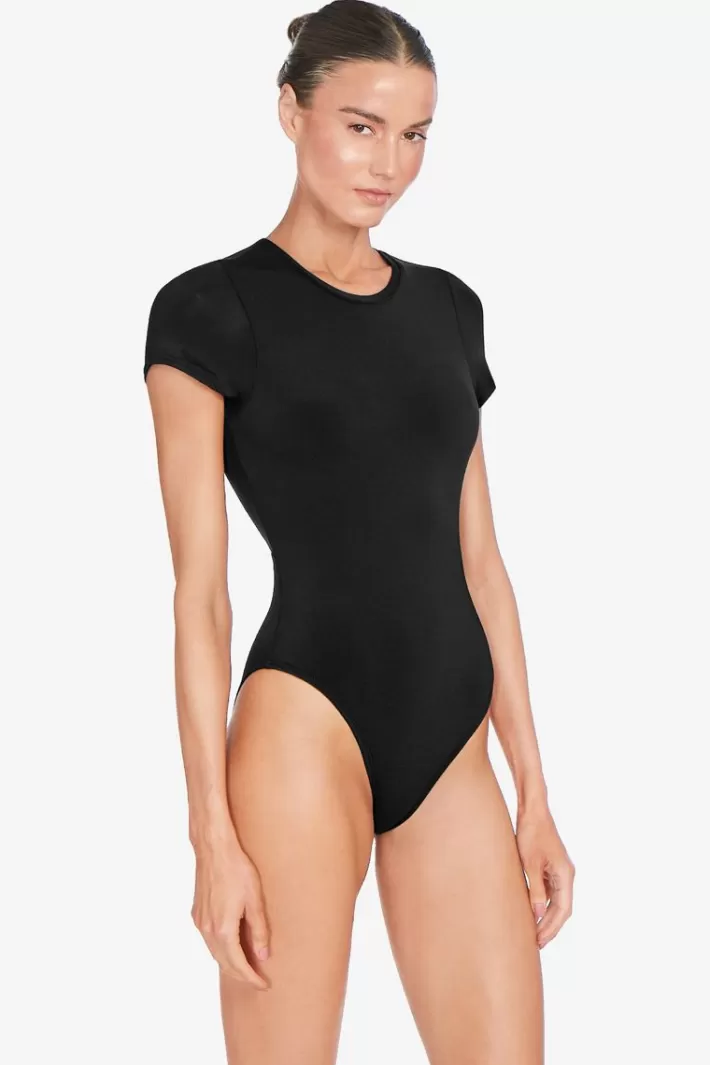 New Robin Piccone Ava T-Shirt One Piece Black