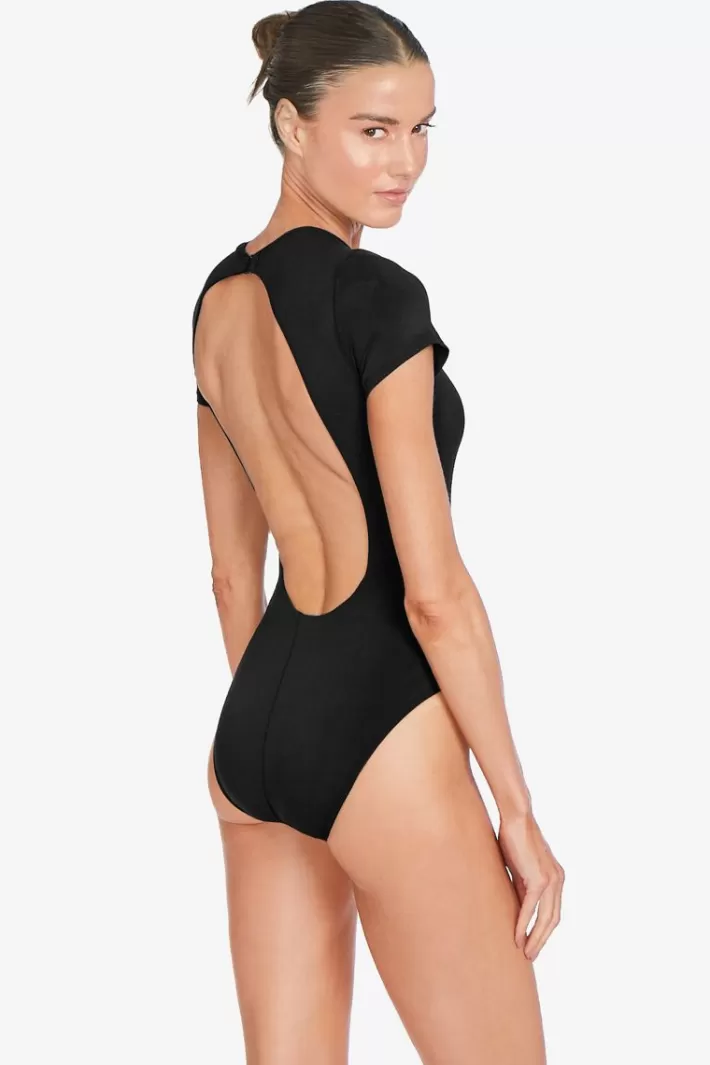 New Robin Piccone Ava T-Shirt One Piece Black