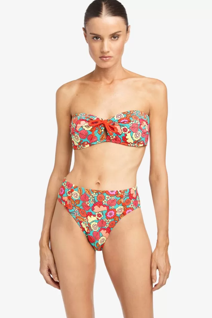 New Robin Piccone Bibi Bandeau Bikini Top Iceberg Multi