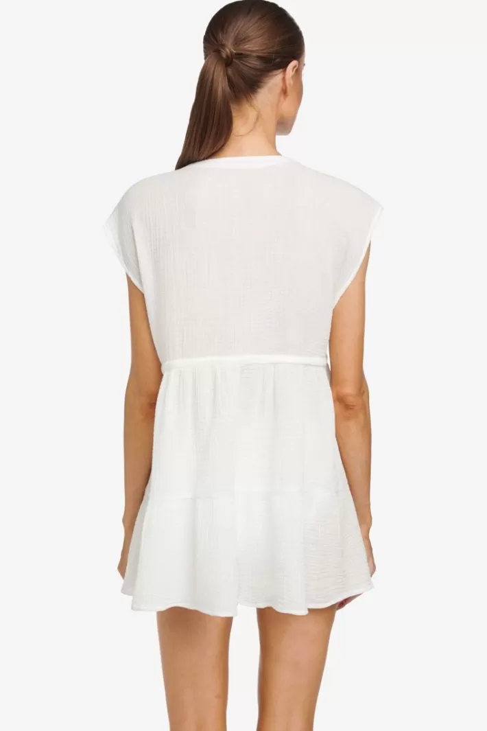 Shop Robin Piccone Bubble Gauze Flouncy Dress White