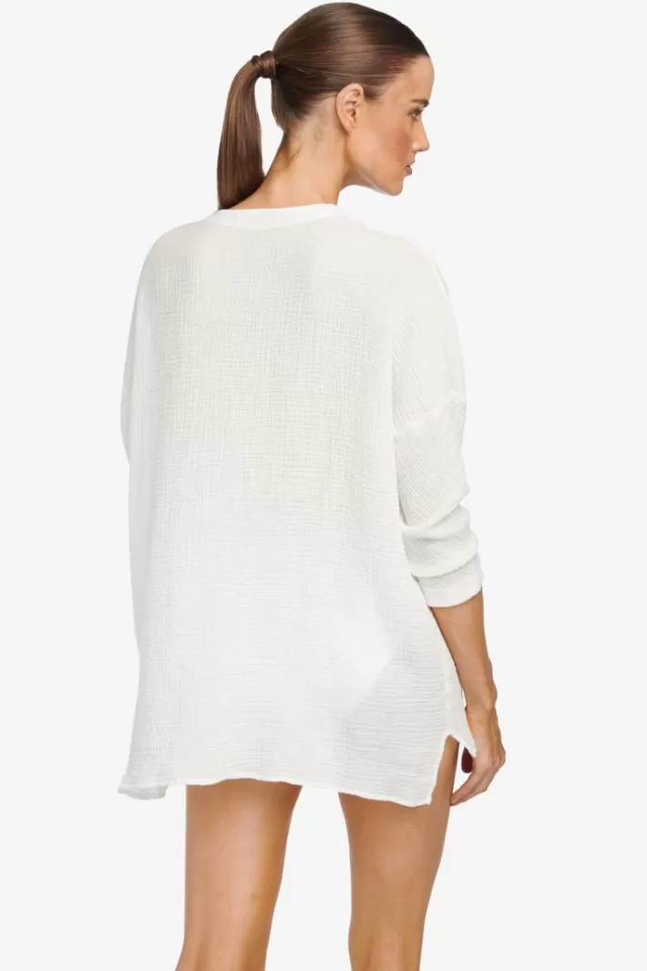 Discount Robin Piccone Bubble Gauze Tunic White