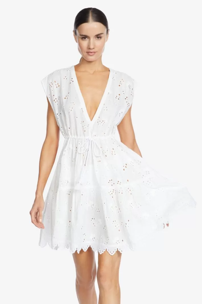 Best Sale Robin Piccone Daisy Flouncy Dress White | Navy