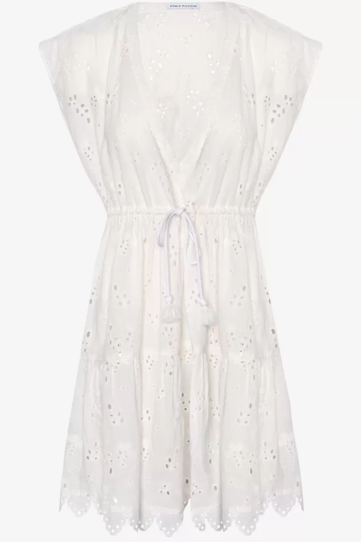 New Robin Piccone Daisy Flouncy Dress White | Navy