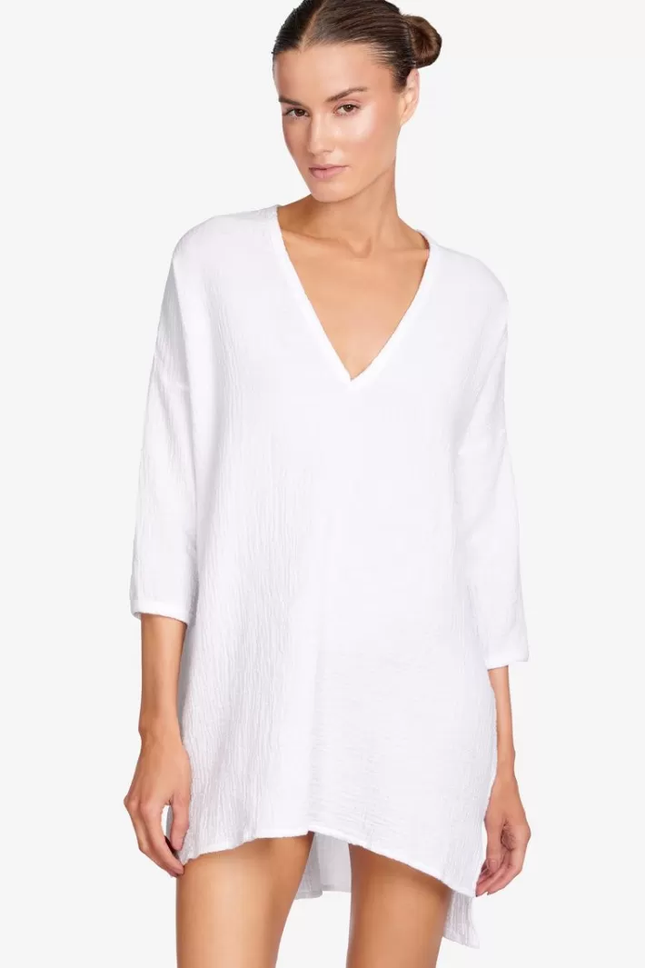 New Robin Piccone Emily V-Neck Tunic White | Black