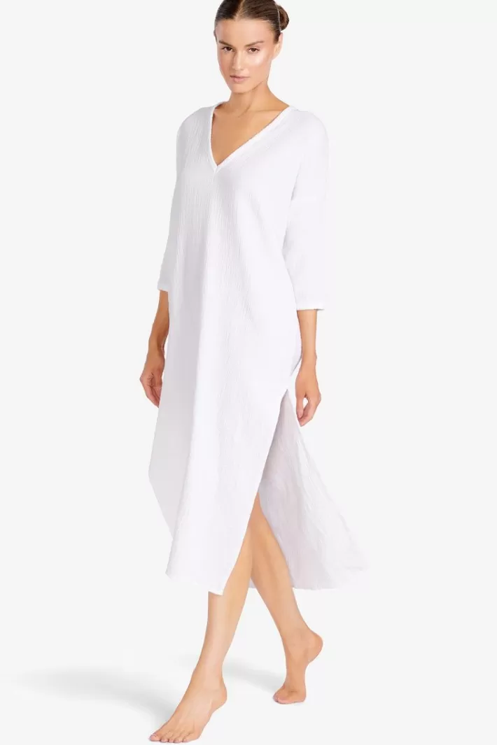 Sale Robin Piccone Emily V-Neck Tunic Dress White | Black