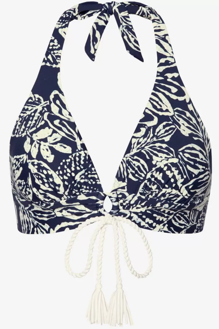 Outlet Robin Piccone Indah Halter Top Navy/Ecru