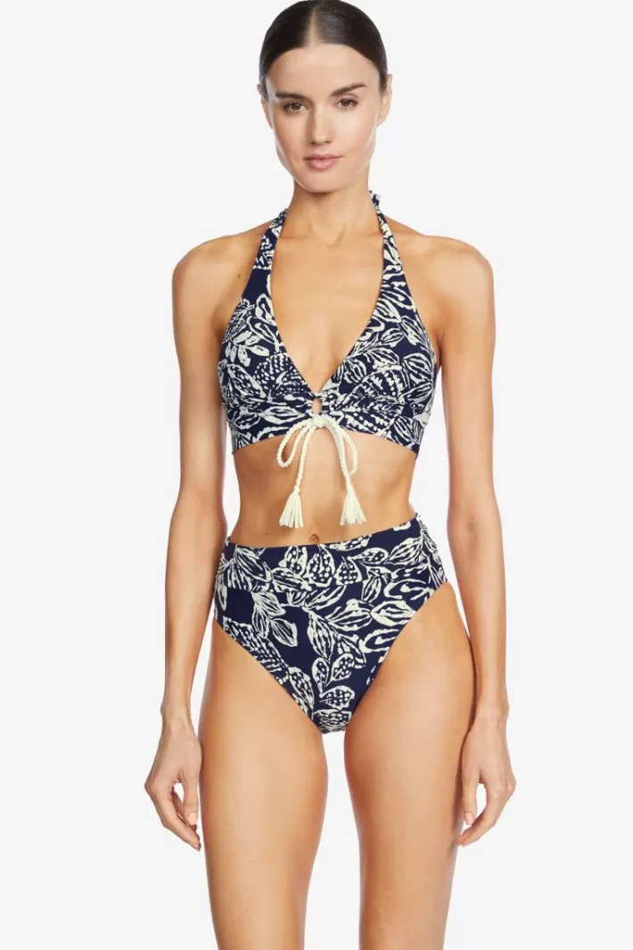 Hot Robin Piccone Indah High Waist Bikini Bottom Navy/Ecru