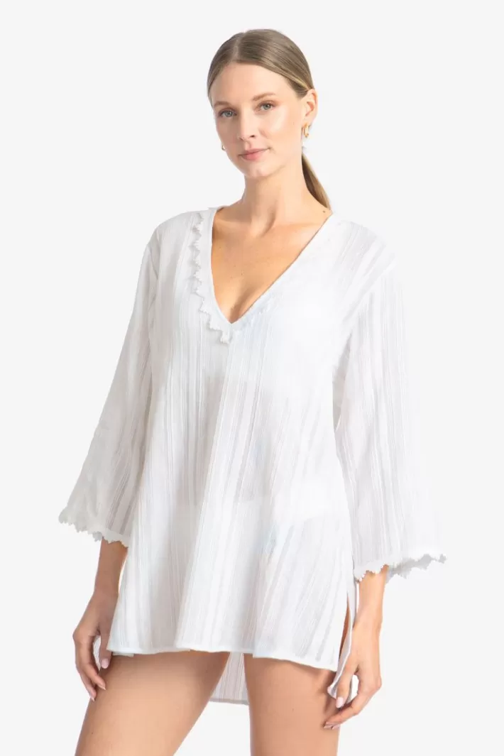 Sale Robin Piccone Jo Tunic With Lace White | Black