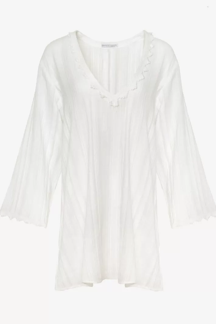 Sale Robin Piccone Jo Tunic With Lace White | Black