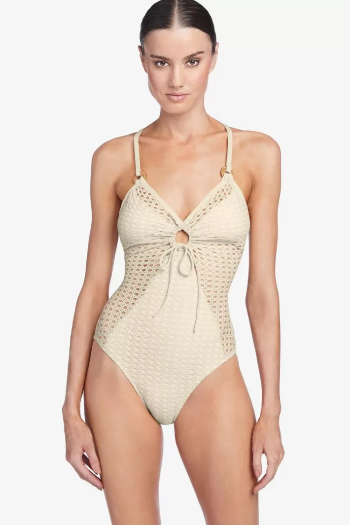 Flash Sale Robin Piccone Marlow Keyhole One Piece Ecru