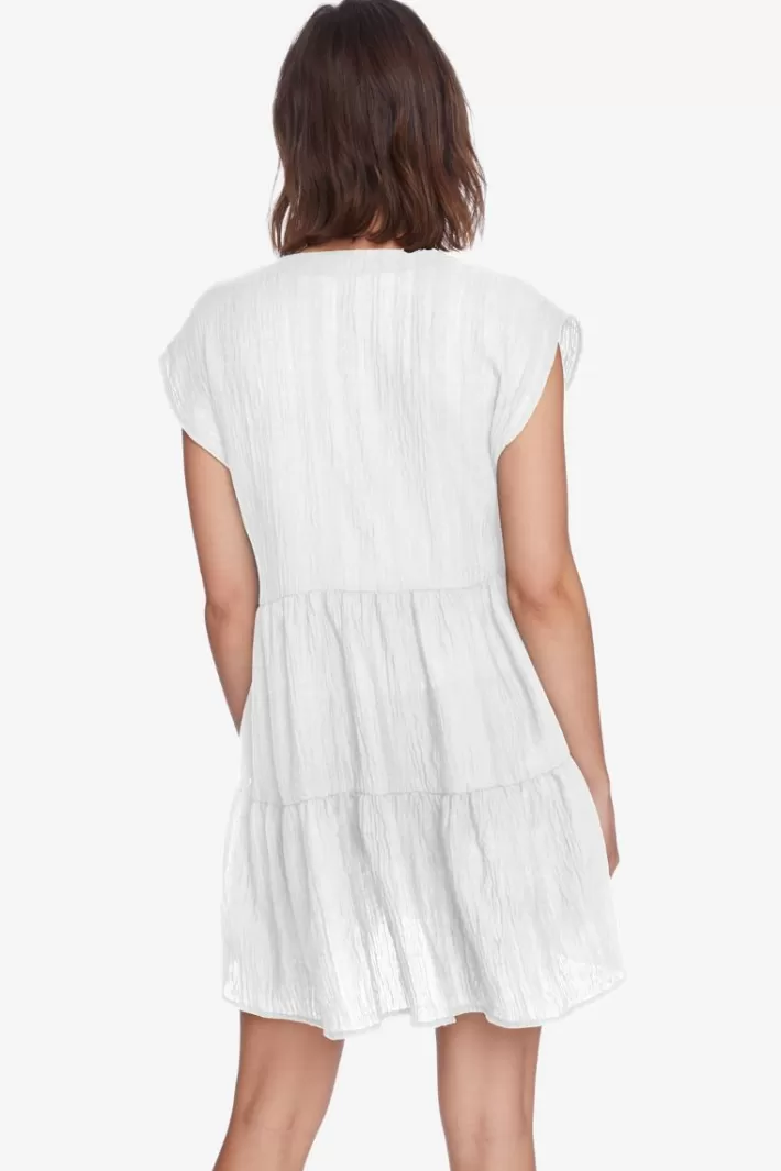 New Robin Piccone Michelle Flouncy Dress White | Black