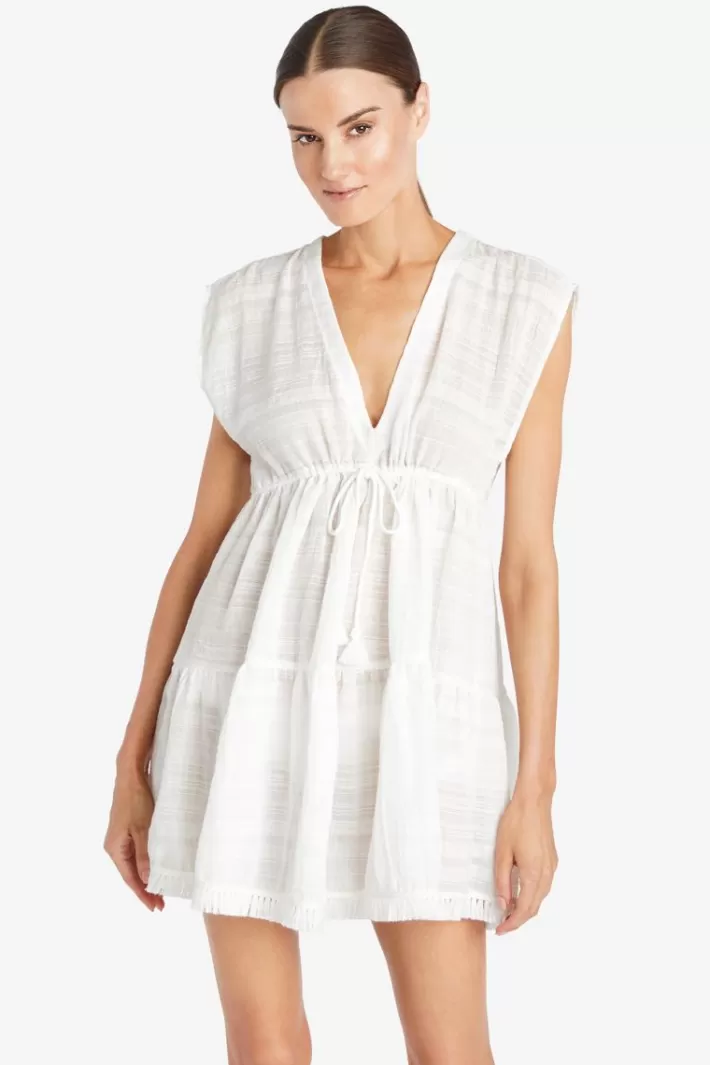 Best Sale Robin Piccone Natalie Flouncy Dress White | Ecru | Black