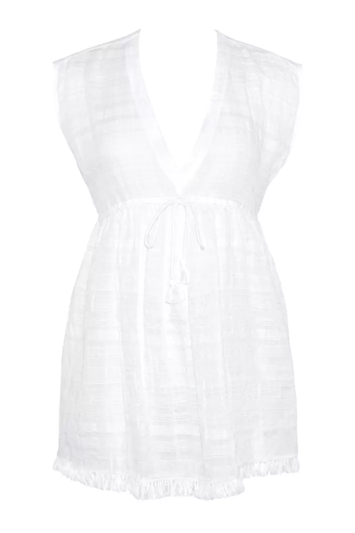 Store Robin Piccone Natalie Flouncy Dress White | Ecru | Black